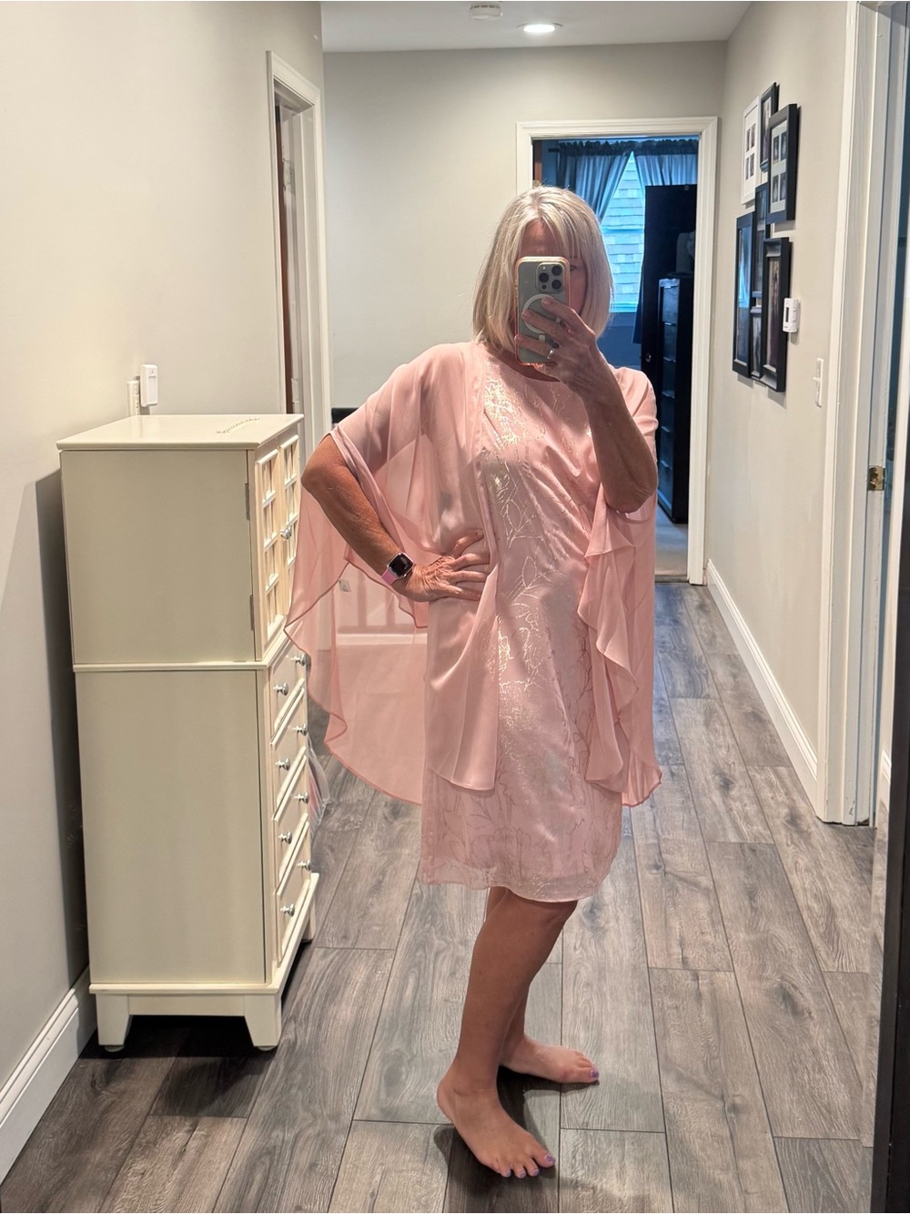 Pretty pale pink dress with sheer wrap to wear over